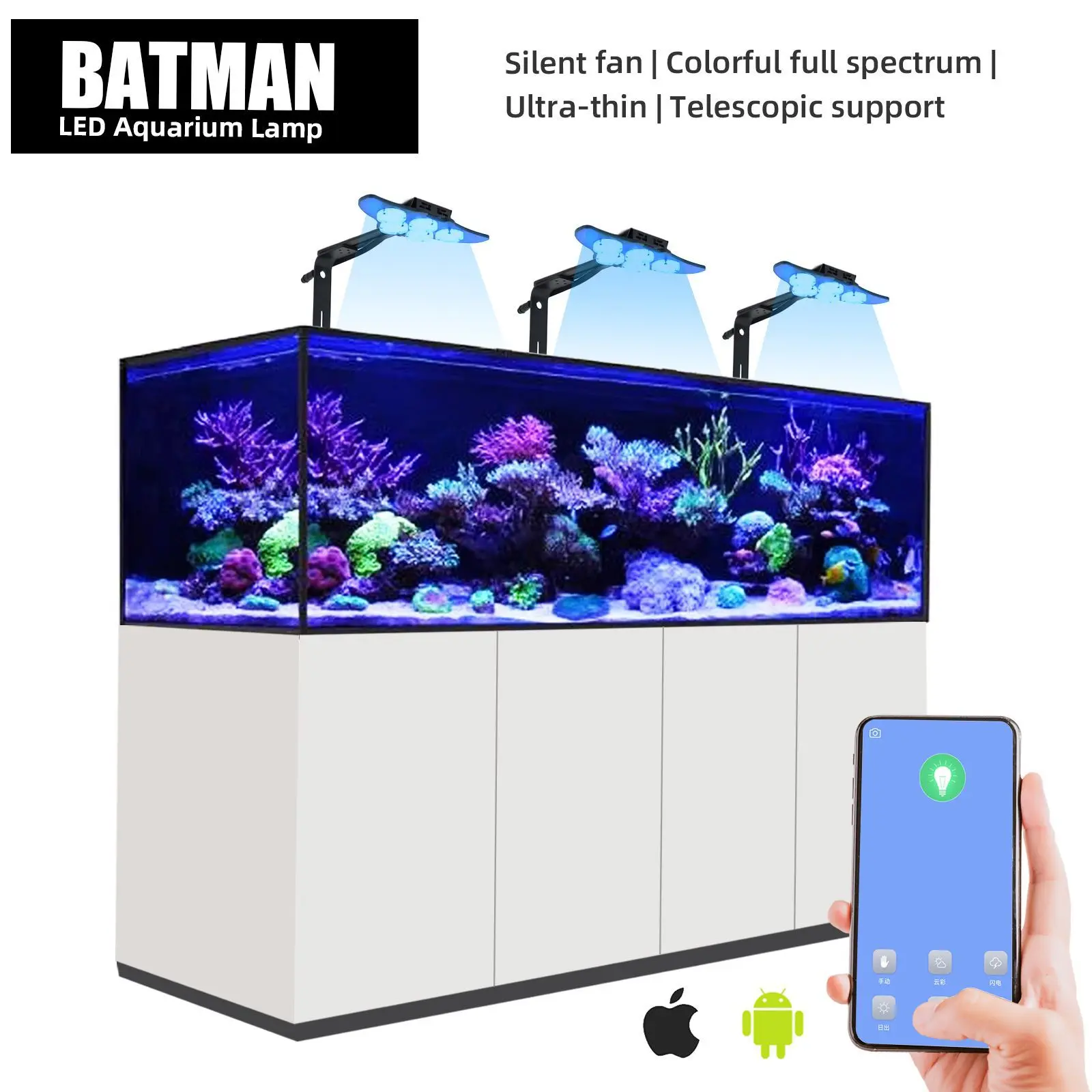 LED marine aquarium coral aquarium aquaculture lights marine tank algae lights sunrise and sunset WIFI dimming APP control