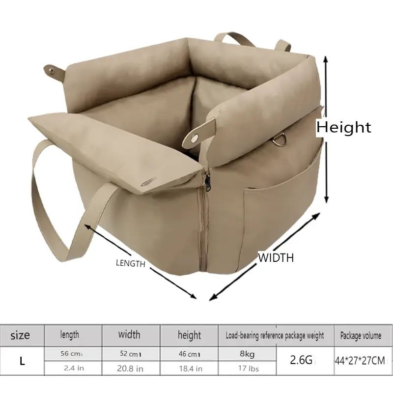 Dropshipping Luxury Faux Leather Dog Car Seat Booster Bed Pet Car Seat Bed with Safety Buckle Luxury Dog Beds Pet Car Seat