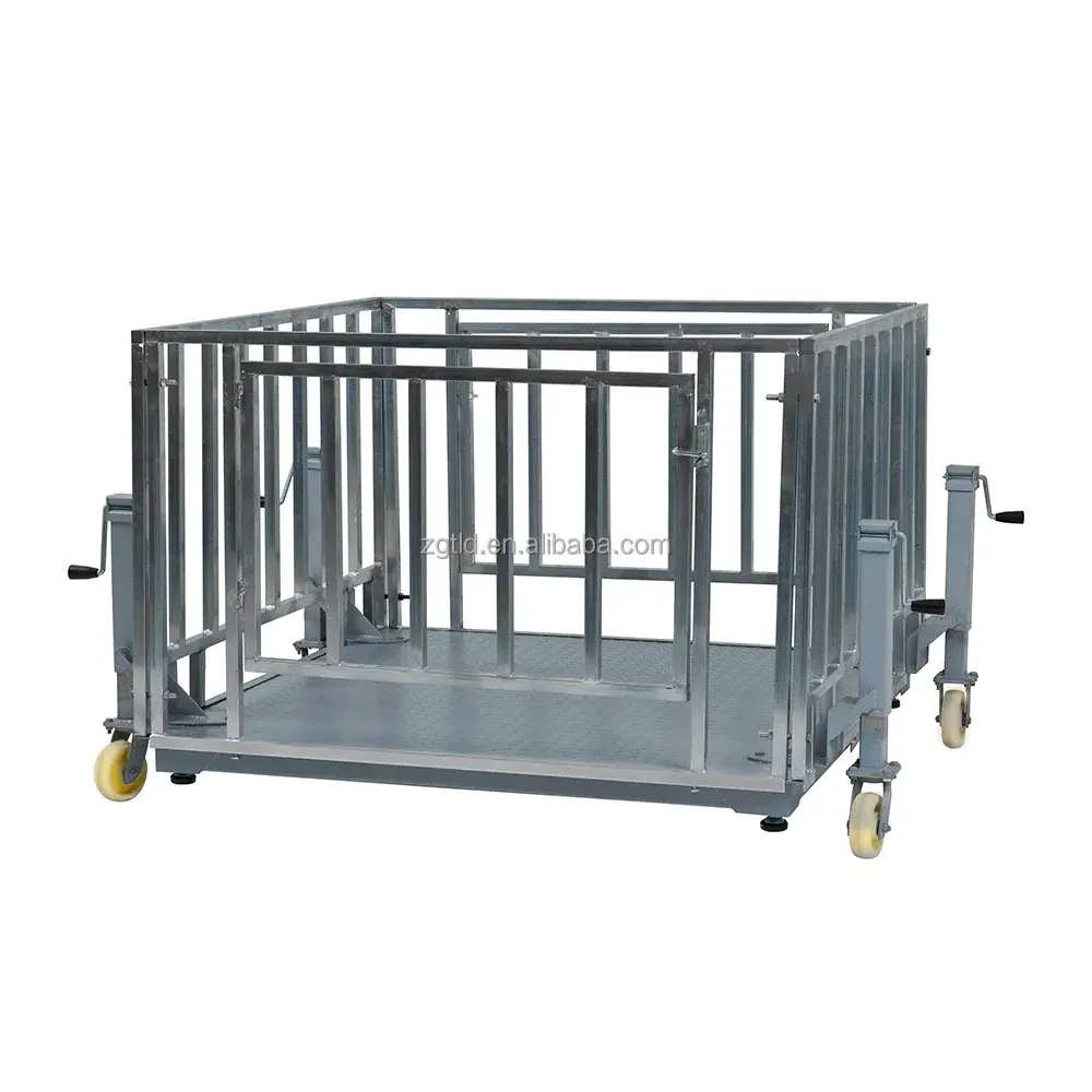 Inexpensive electronic scale with cage for animal sheep  pig livestock scales with wheels that can be moved are customized