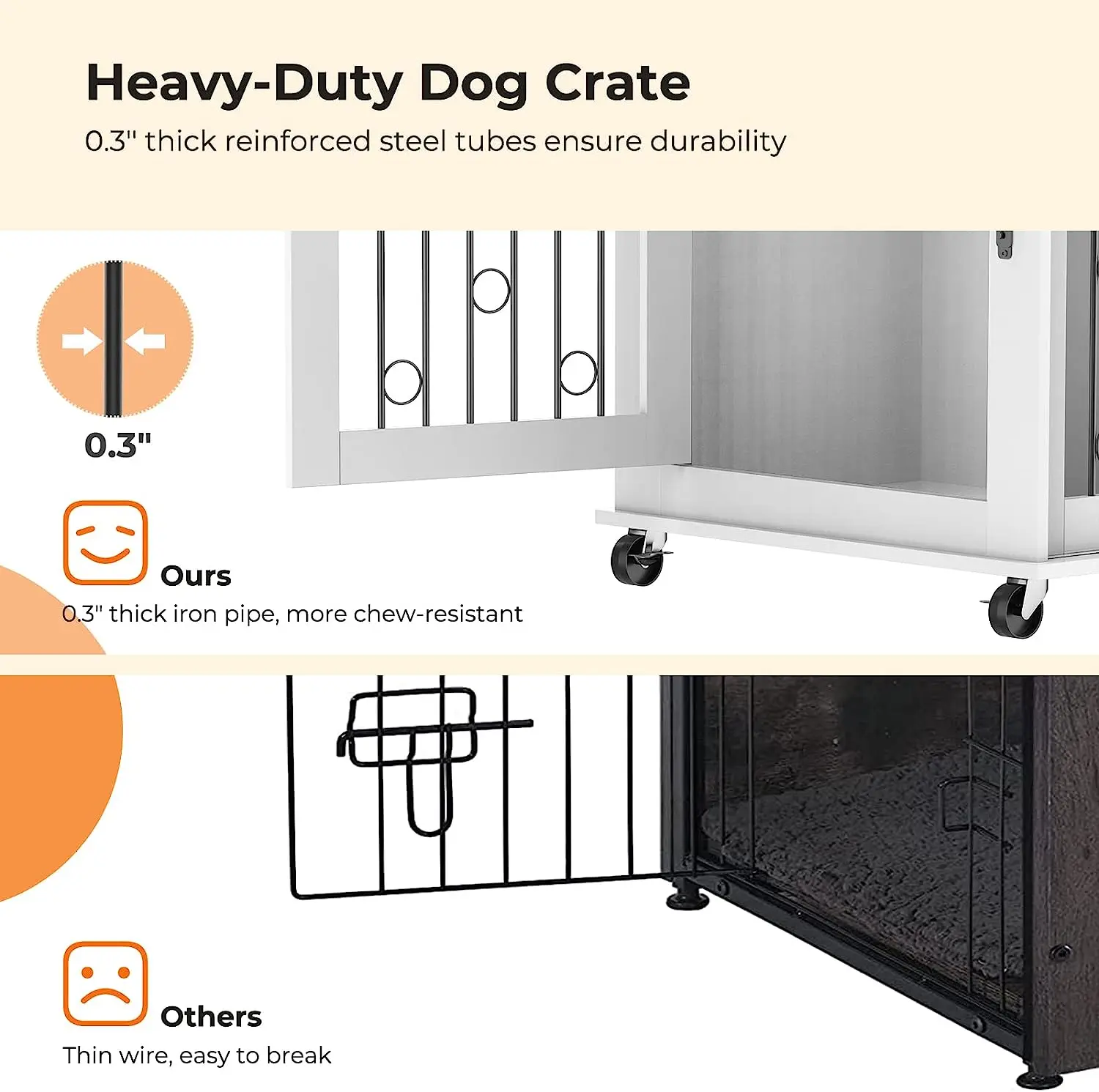 Double-Door Wooden Furniture Large Heavy Duty Pet Dog Crate Dog Cage Can Be Used As End Table 3 in 1 Functions Cabinet