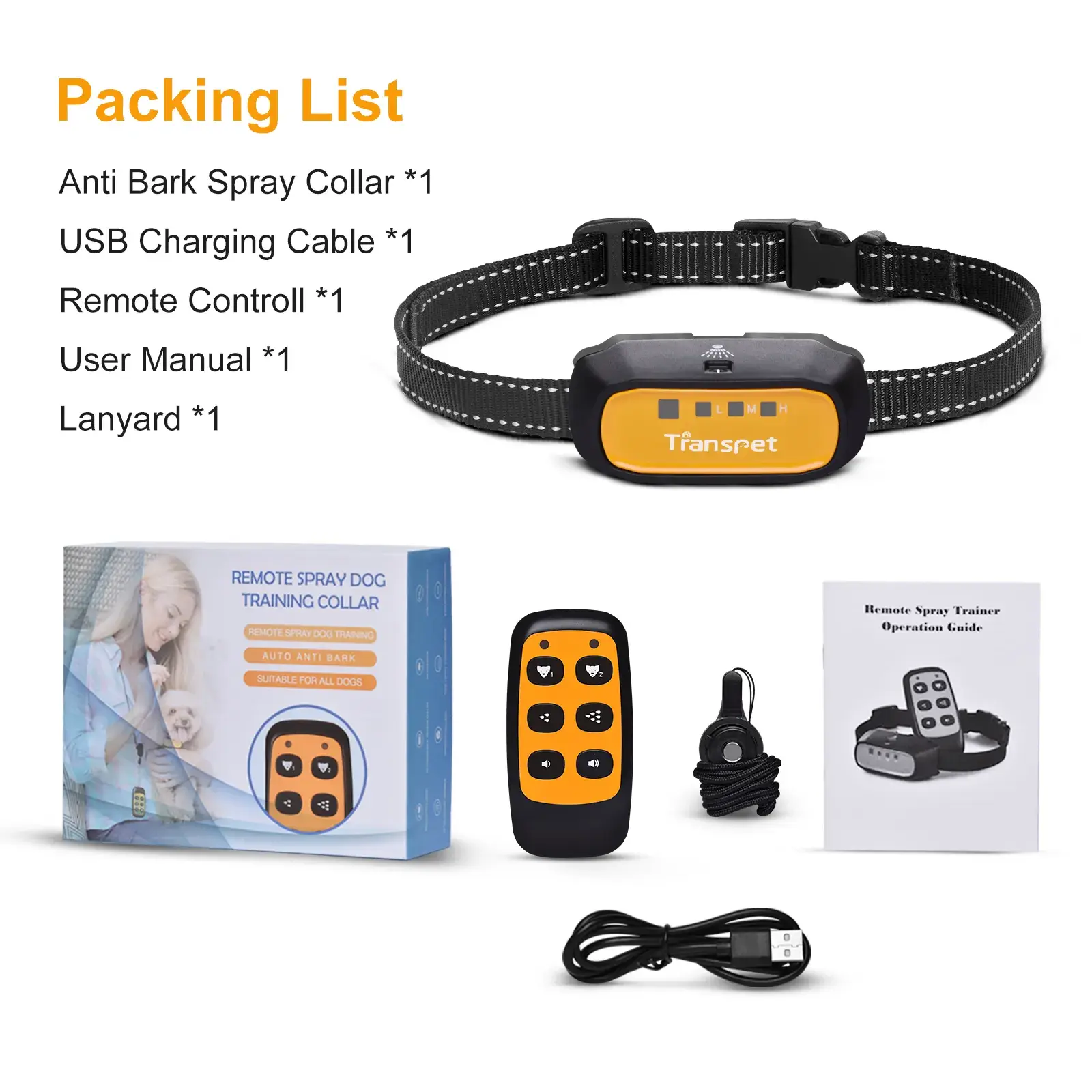 Rechargeable 2 in 1 Remote Control Spray Bark Control Dog Collar and Automatic No Bark Device for Dogs