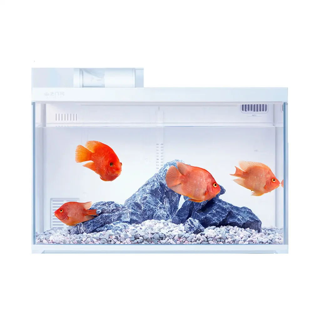HD Glass Aquarium Fish Tank 30L Intelligent Desktop Ecological Fish Tank with WIFI Control Feeding Box Light Filter