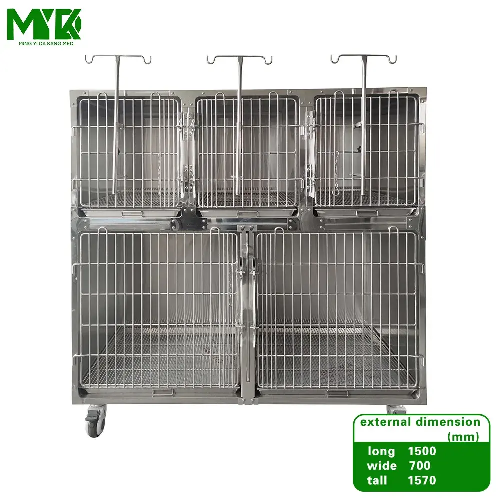 All 304 stainless steel dog cage, rounded steel wire animal cage