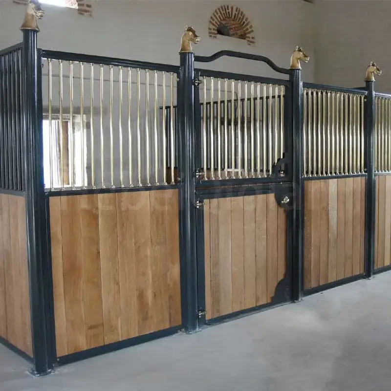 Bamboo Wood Double Door Steel Farm Fence Portable Horse Stable Outside Model Horse Stable