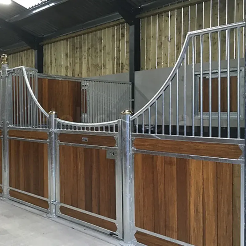 Bamboo Wood Double Door Steel Farm Fence Portable Horse Stable Outside Model Horse Stable