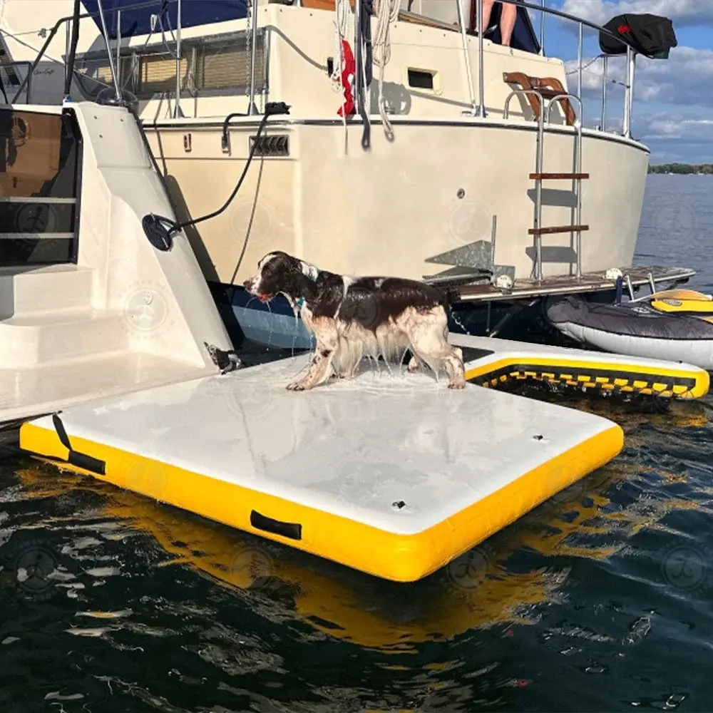 Drop Stitch Inflatable Dog Beach & Ramp Inflatable Pup Plank Floating Ramp Ladder for Pets