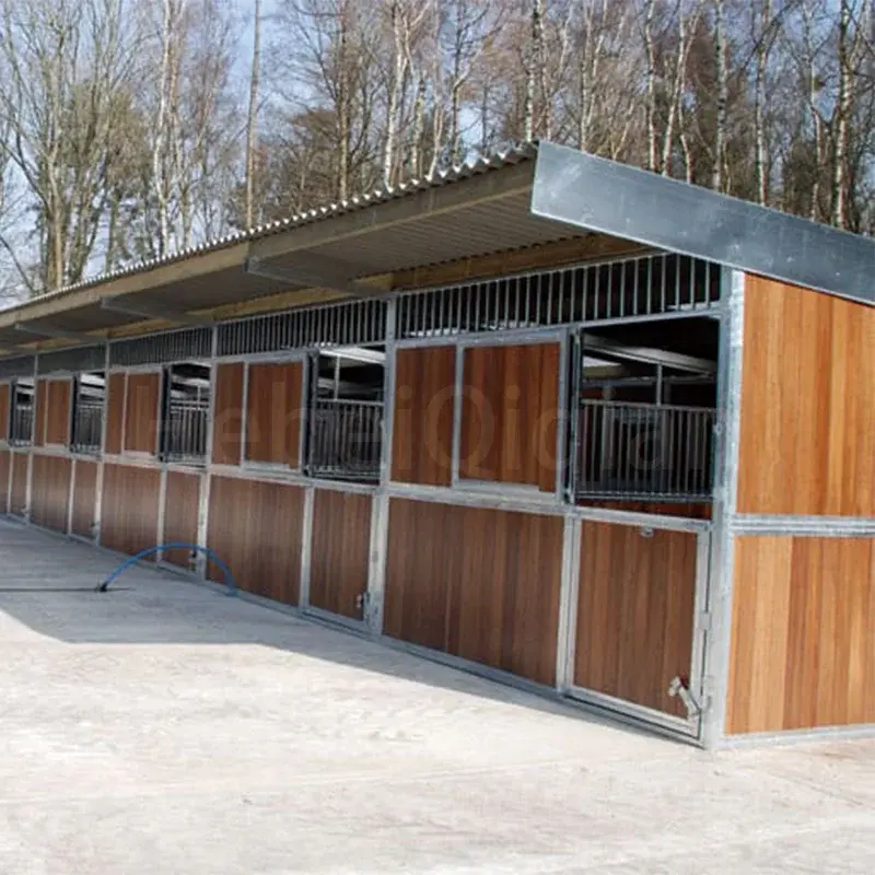 Bamboo Wood Double Door Steel Farm Fence Portable Horse Stable Outside Model Horse Stable