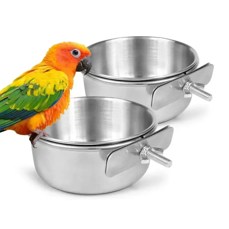 Bird feeder stainless steel parrot food feeder water bowls for parrots