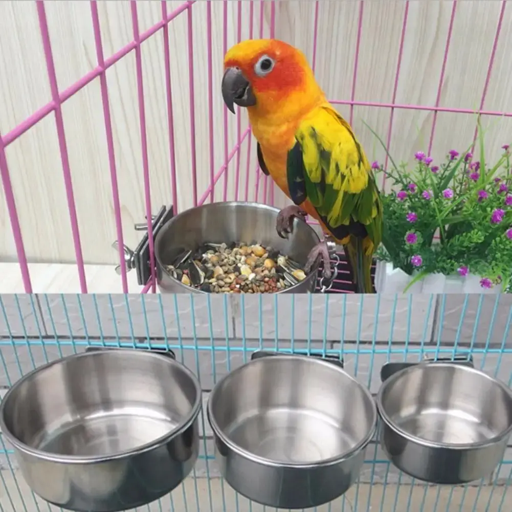 Bird feeder stainless steel parrot food feeder water bowls for parrots