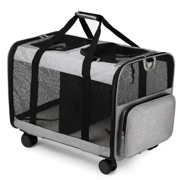 Large Portable Four Wheels Pet Stroller with Detachable Basket Foldable Cat Carrier for Travel for Cats & Small Animals