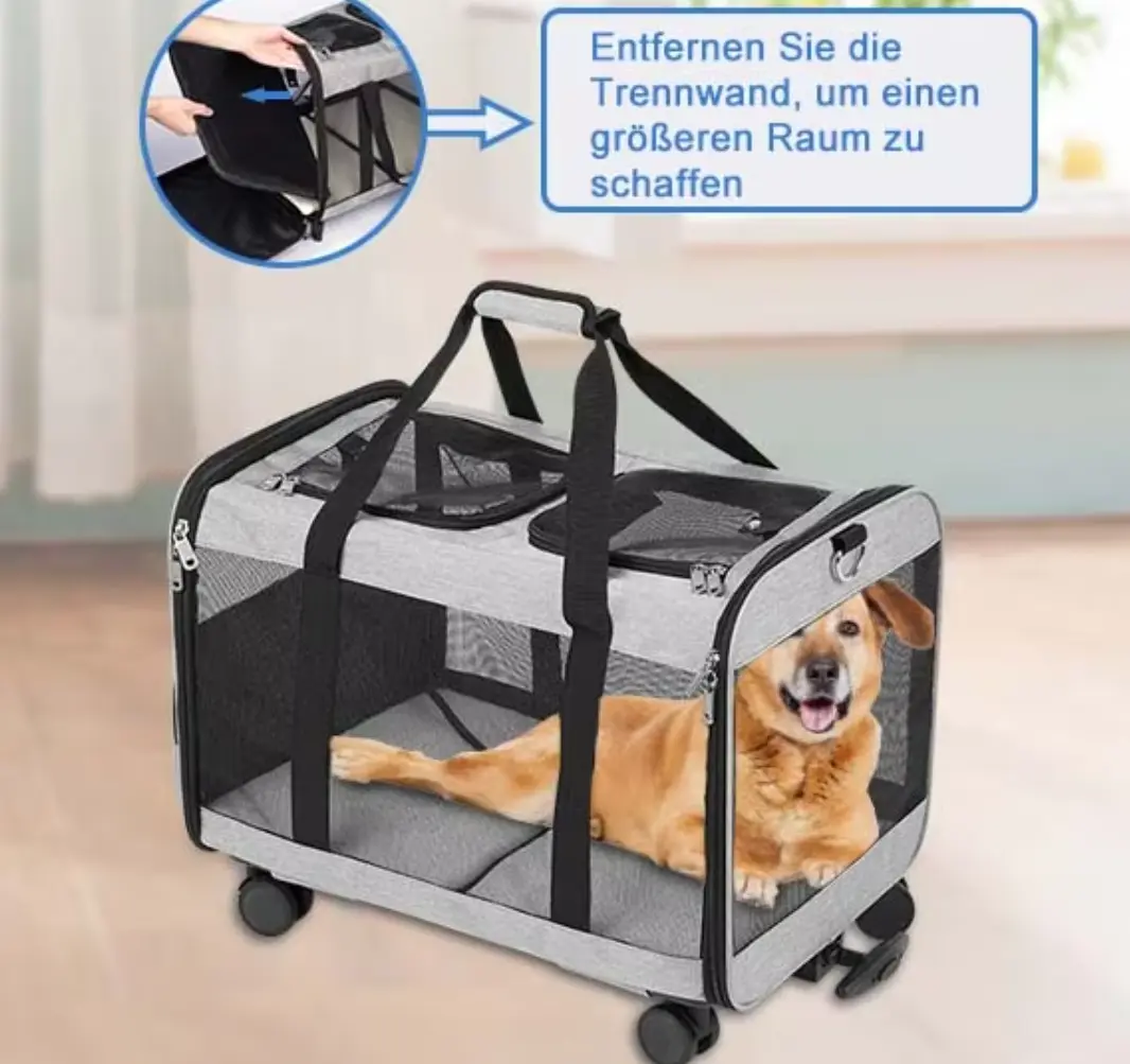 Large Portable Four Wheels Pet Stroller with Detachable Basket Foldable Cat Carrier for Travel for Cats & Small Animals