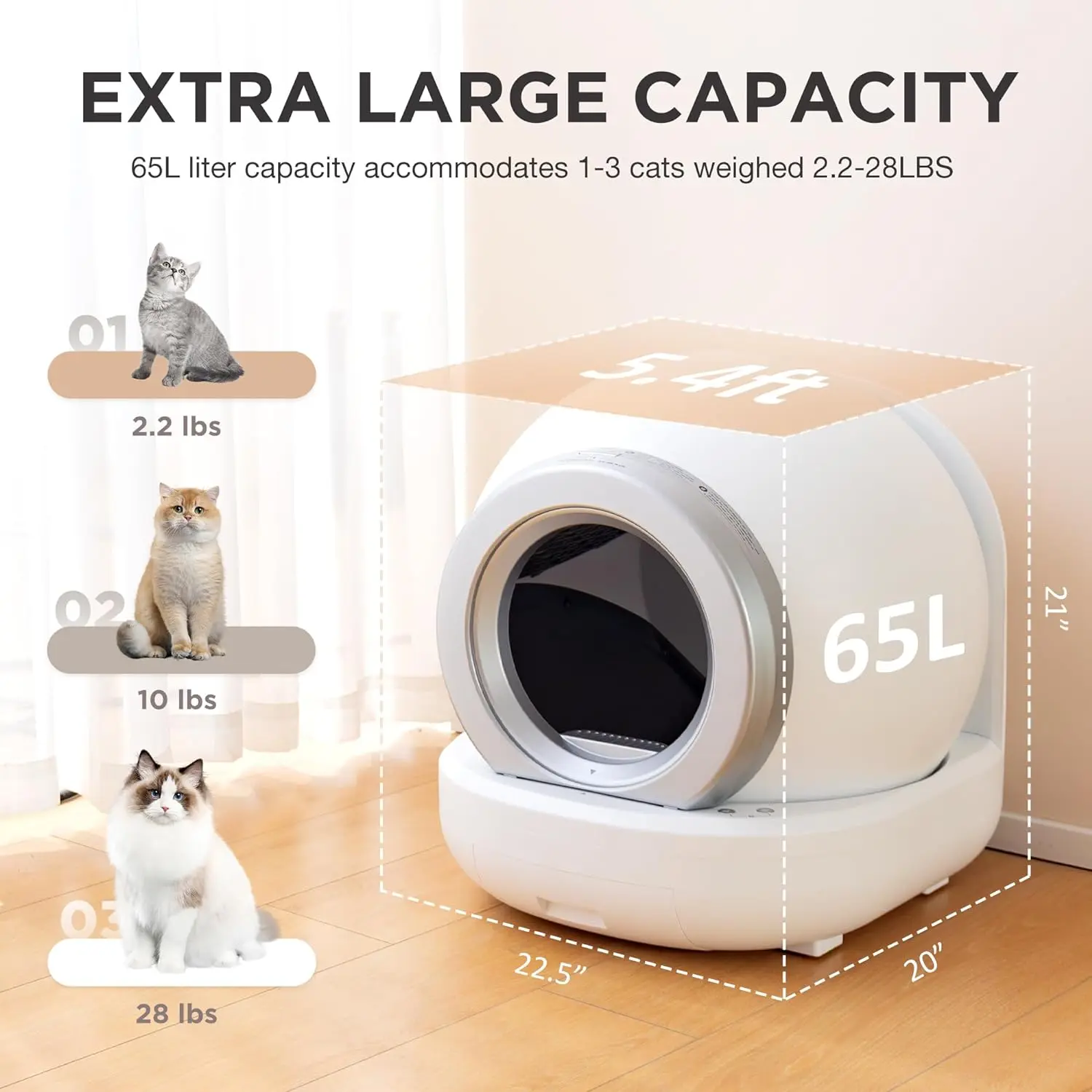 Luxury Large Capacity Smart Cat Litter Box Self-Cleaning and Convenient App Control High Pet Cleaning Up Automatic Cat Toilet