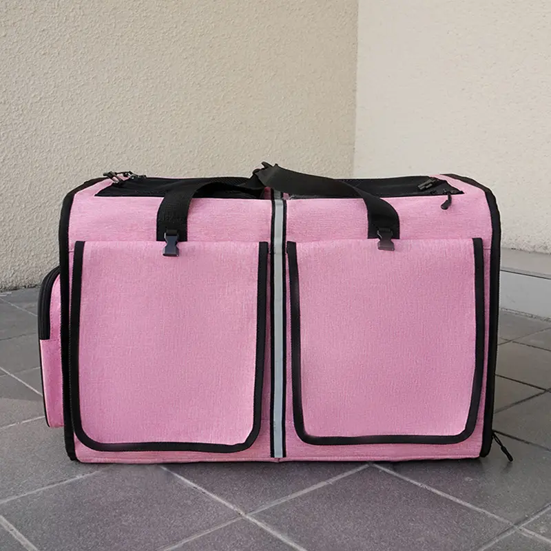 Airline Approved Tote Luggage Soft Sided Pink Large-capacity Cat Dog Pet Carrier With Detachable Wheels for Dogs Cats