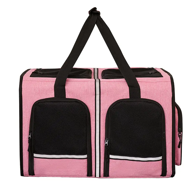 Airline Approved Tote Luggage Soft Sided Pink Large-capacity Cat Dog Pet Carrier With Detachable Wheels for Dogs Cats