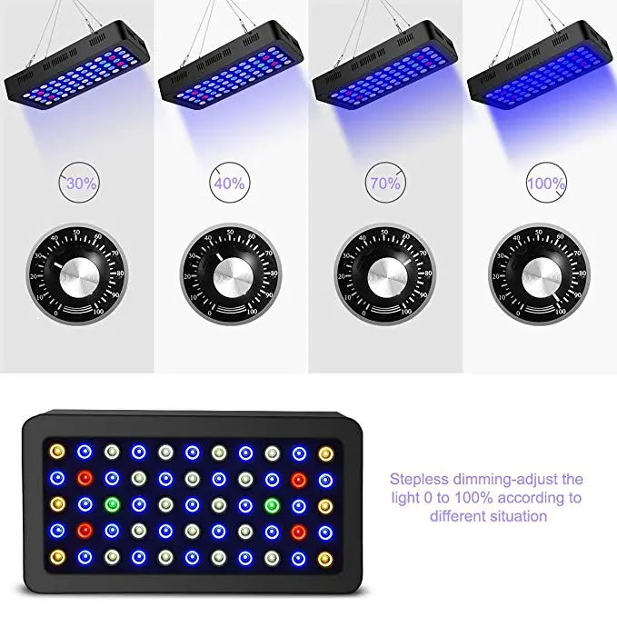 Fish Tank Coral Reef Growth Dimmable Lighting System  Full Spectrum 165W LED Aquarium Lamp
