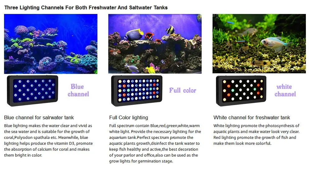 Fish Tank Coral Reef Growth Dimmable Lighting System  Full Spectrum 165W LED Aquarium Lamp