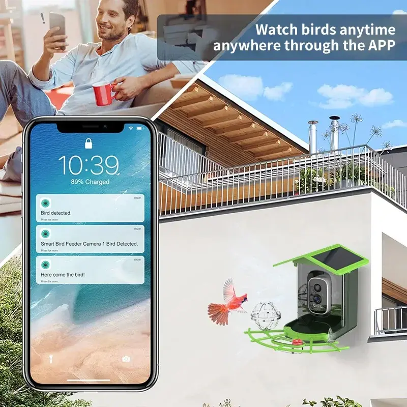 Solar smart bird feeder 3MP WIFI W03 camera Support automatic white balance 2D/3D noise reduction PIR motion detection