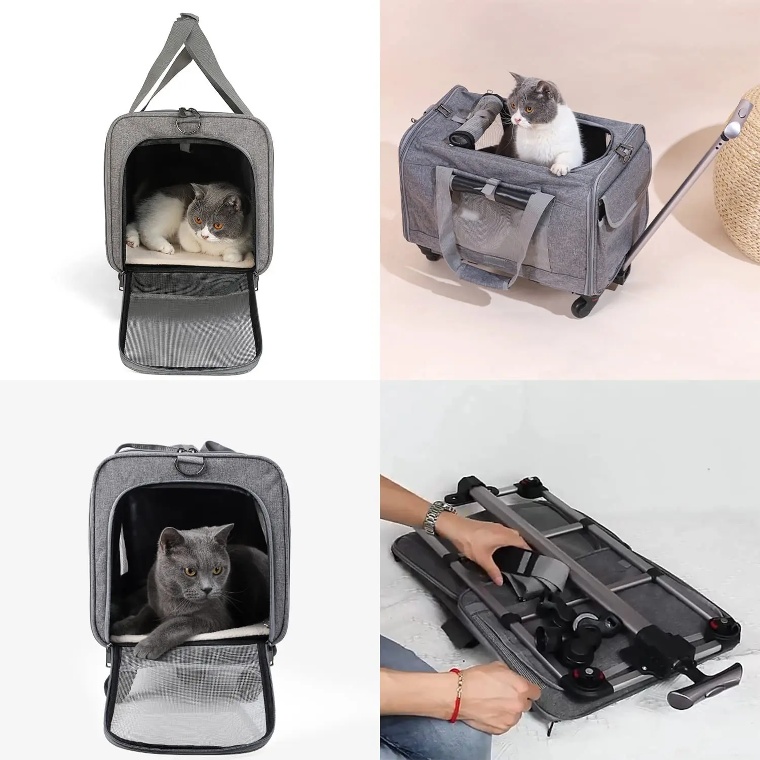 Portable Travel Carry Luggage for Small Dog Cat Travel Carry Crate Airline Approved Cat Carrier Bag With Wheels