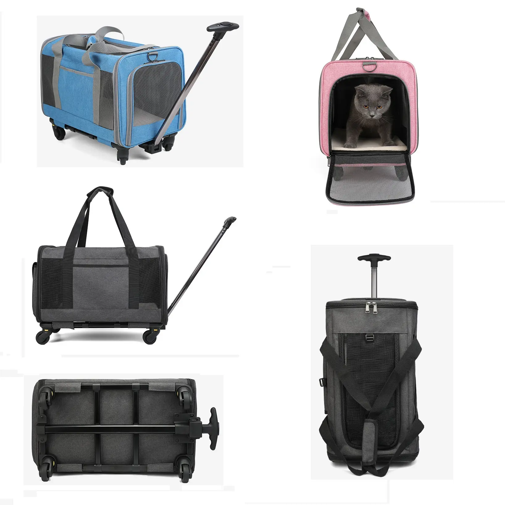 Portable Travel Carry Luggage for Small Dog Cat Travel Carry Crate Airline Approved Cat Carrier Bag With Wheels