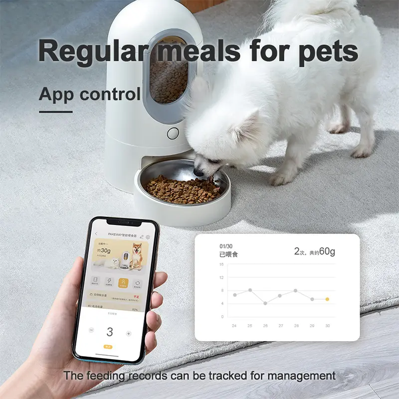 Wholesale Smart Tuya App Control Monitoring Large Capacity Dual Power Supply Operated Automatic Cat Dog Food Dispenser