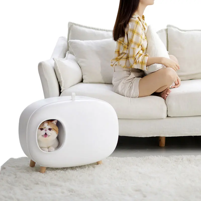 Cat Litter Box Closed Sandbox Pet Bedpan Toilet Anti-splash Cats Tray With Spoon Clean Kitty House Plastic Cat Litter Bedpan