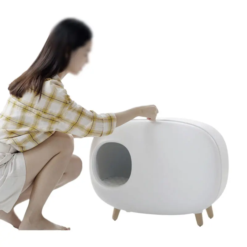Cat Litter Box Closed Sandbox Pet Bedpan Toilet Anti-splash Cats Tray With Spoon Clean Kitty House Plastic Cat Litter Bedpan