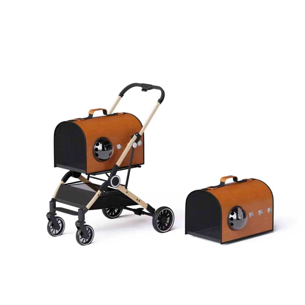 Pet Stroller with Removable Carrier 4 Wheels Dog/Cat Puppy Stroller Pet Folding Stroller
