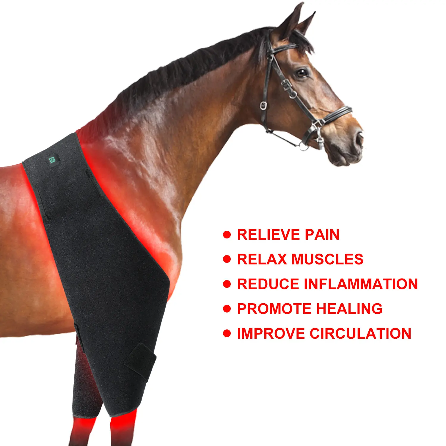 Equine 660nm 850nm Red Light Therapy blanket Battery powered Horse Pony Pair of Stifle Wraps for Equine belly Therapy
