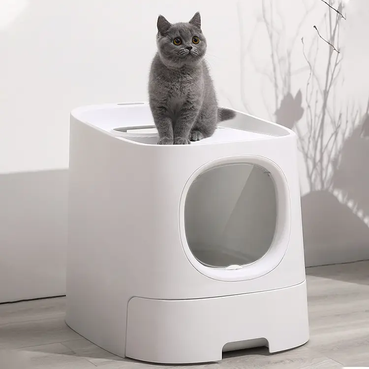 Factory Wholesale Cat Litter Box Large Space Price Anti-splash Square Cleaning Litter Box Toilet for Cats