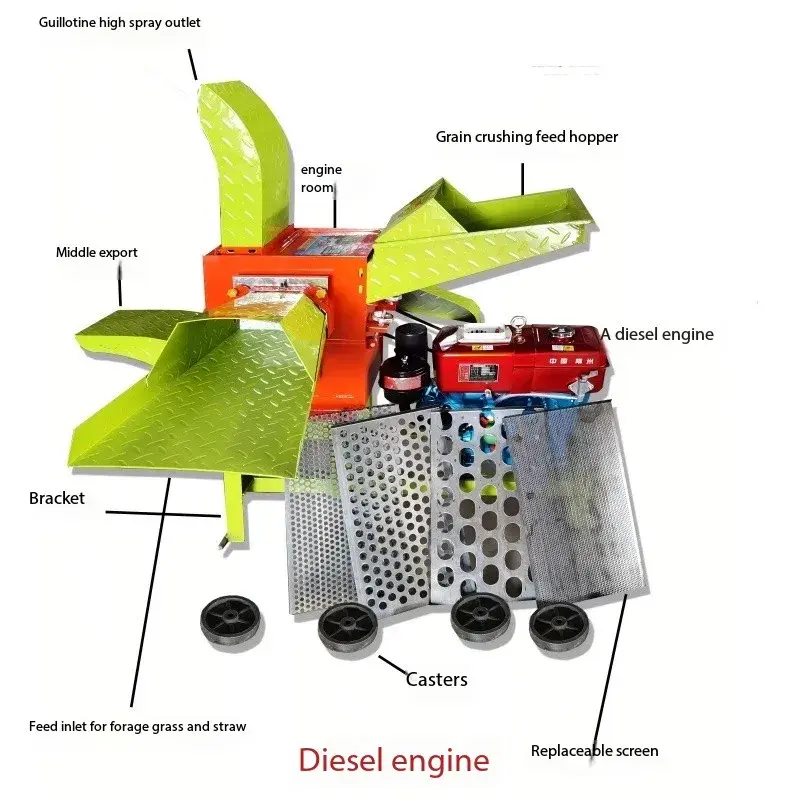 Agriculture Chaff Cutter Machine Diesel Cutter Stalk Cutter Chaff Grass Cattle And Sheep Feed Chopper