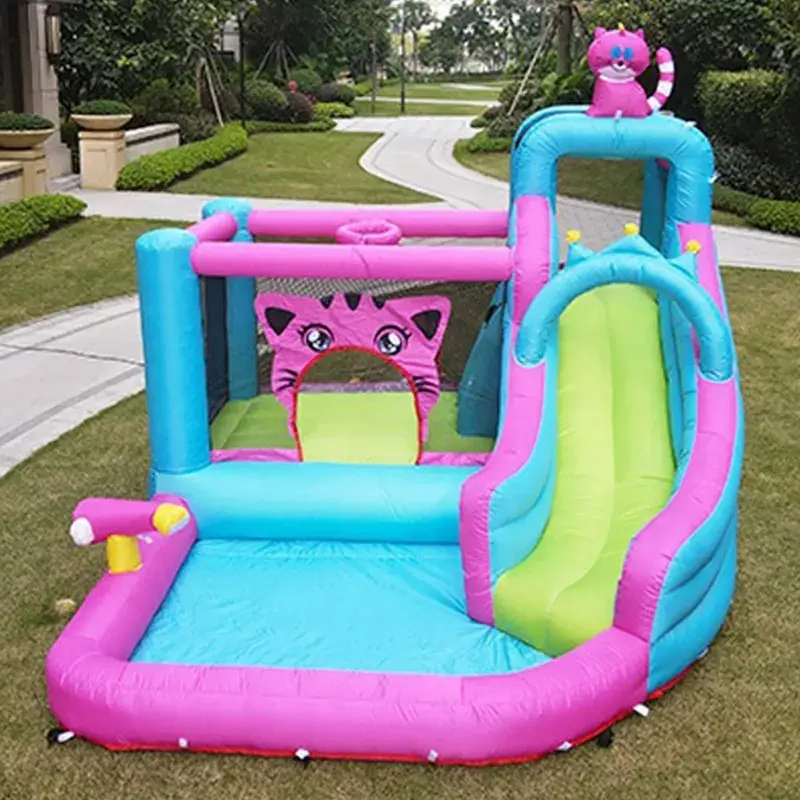 Manufacturer supplies new entertainment cartoon cat inflatable jumping castle bodyguard