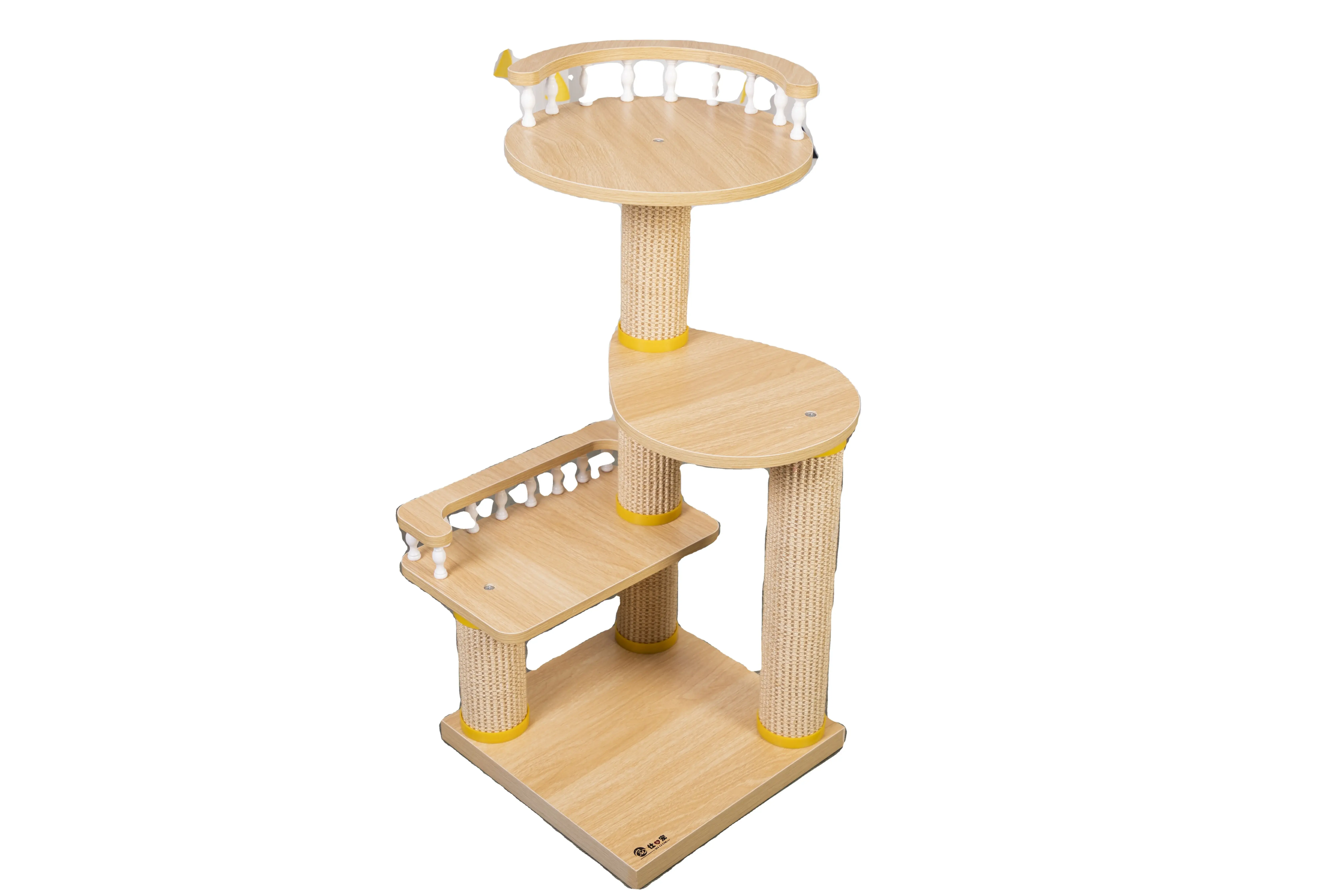 Interactive cat climbing frame three layer cat jump platform integrated cat toy with mouse pendant