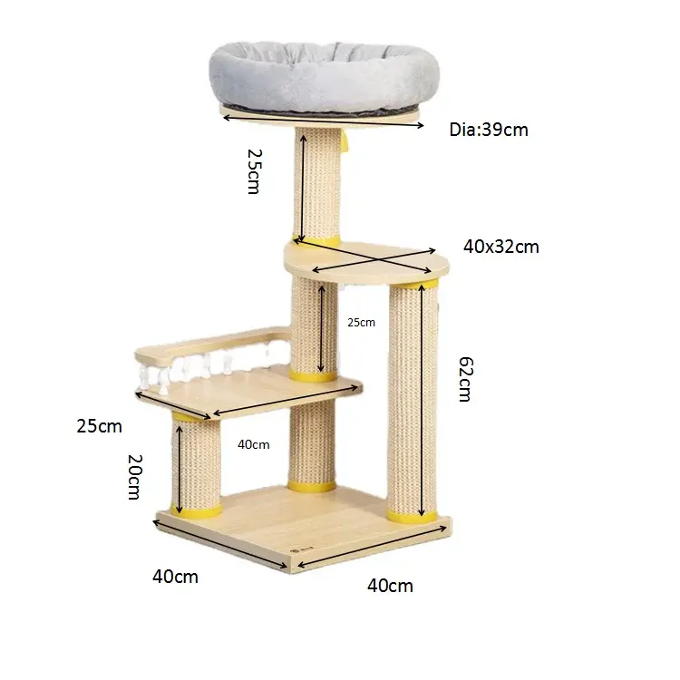 Interactive cat climbing frame three layer cat jump platform integrated cat toy with mouse pendant