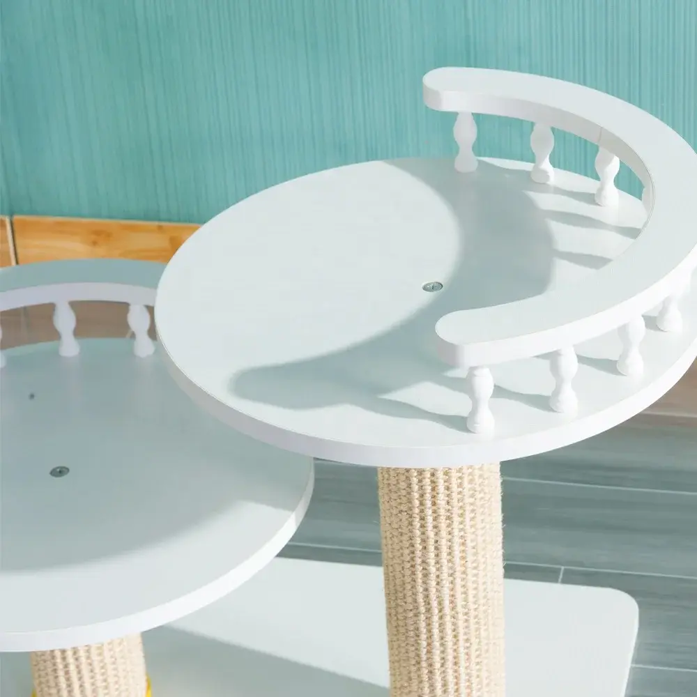 Interactive cat climbing frame three layer cat jump platform integrated cat toy with mouse pendant