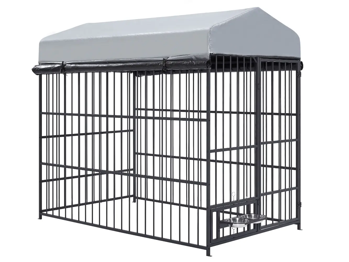 Large Outdoor Dog Kennel with Roof Cover 6.6'L X 3.9'W X 5.9'H Metal Coop Fence Pet Cage for Dogs and Animals Run Enclosure