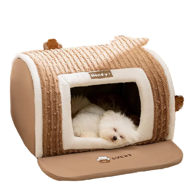 Autumn Winter Eco-Friendly Cat Dog Kennel Three-Dimensional Bear Curved House Nest Warm Thick for Small Big Dogs Carton Packing