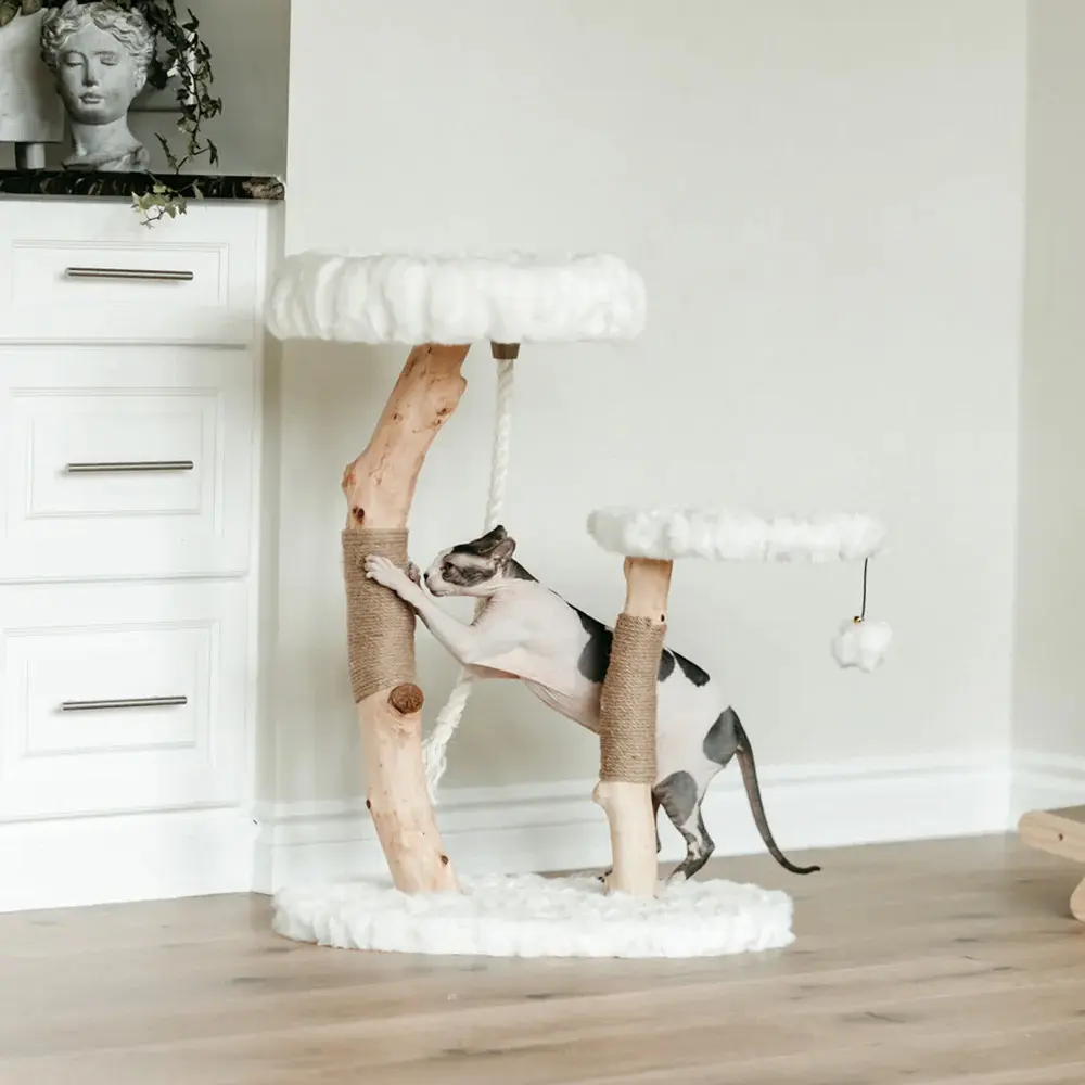 Modern Wood Cat Tree with Jumping Platform Scratcher Grinding Claw Toy Nest-Factory Wholesale Climbing Rack with Branches