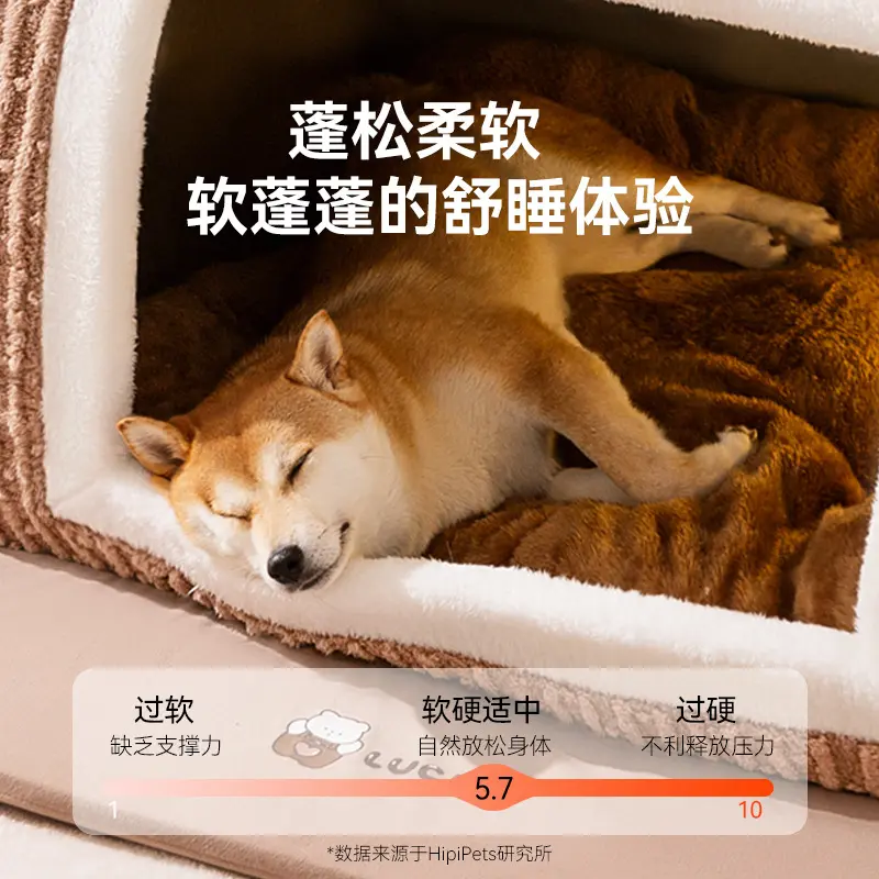 Autumn Winter Eco-Friendly Cat Dog Kennel Three-Dimensional Bear Curved House Nest Warm Thick for Small Big Dogs Carton Packing