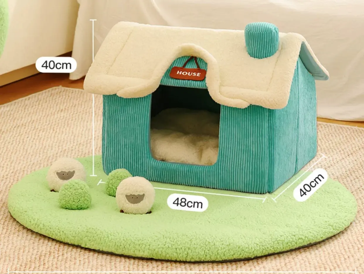 Cat Bed Universal for All Seasons Winter Warm Dog Bed House Closed Bed House Villa Can Be Disassembled