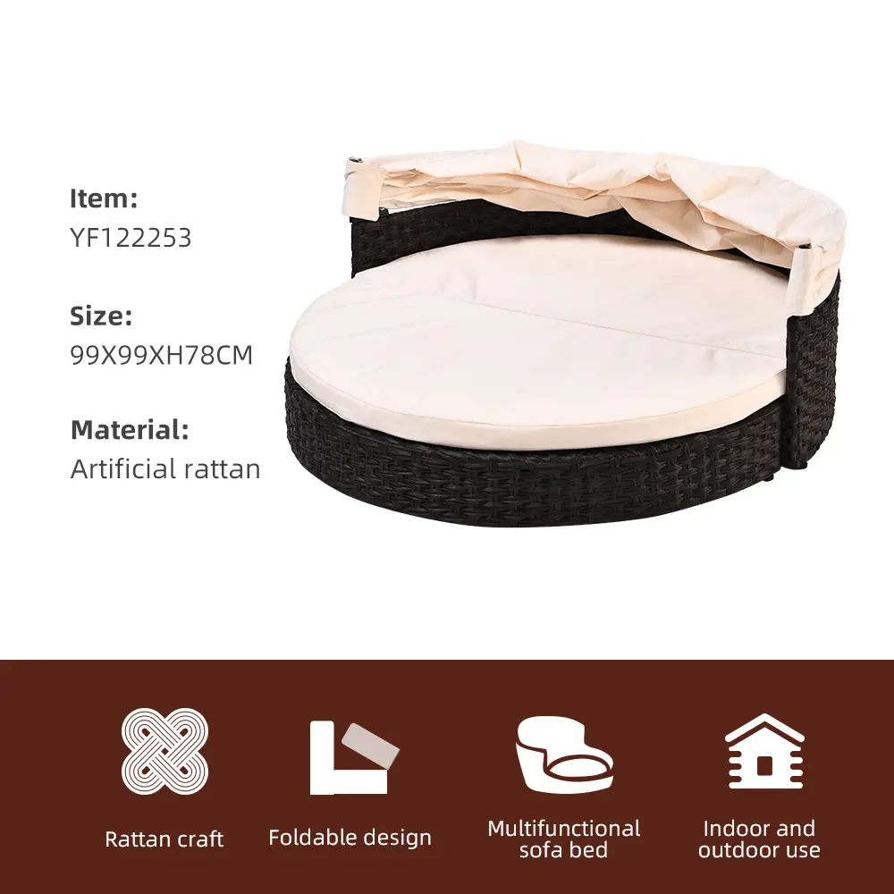Indoor Outdoor Two Ways Use Unique Design Easy Collapsible Artificial PE Rattan Pet Dog Bed