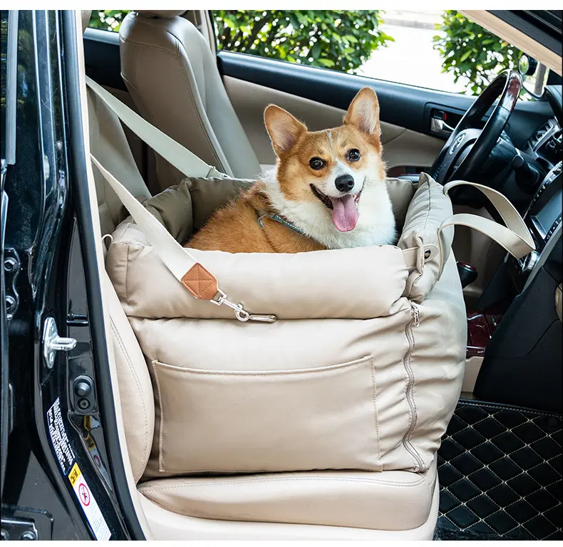 Detachable Portable Pet Car Seat Waterproof Dog Car Bed with Storage Pocket