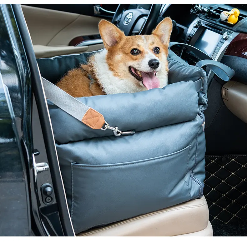 Detachable Portable Pet Car Seat Waterproof Dog Car Bed with Storage Pocket