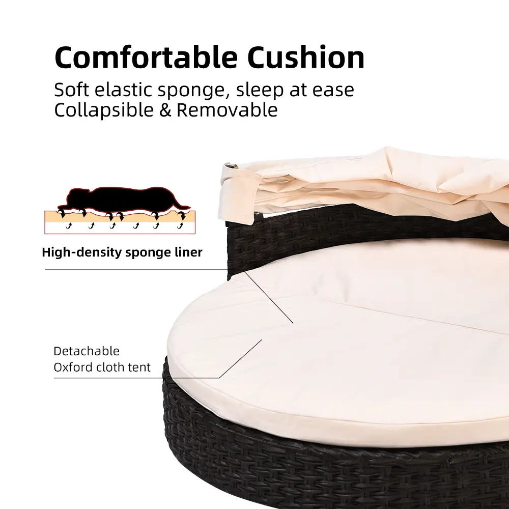 Indoor Outdoor Two Ways Use Unique Design Easy Collapsible Artificial PE Rattan Pet Dog Bed