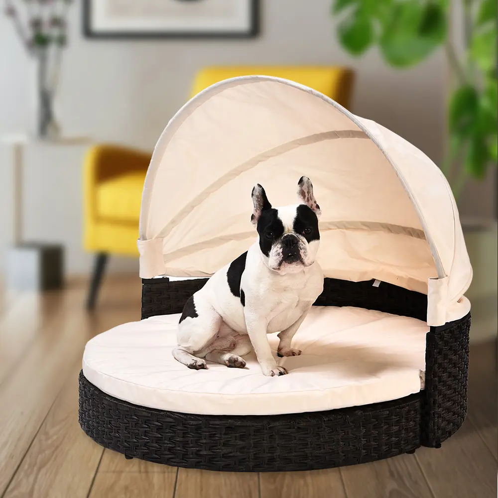 Indoor Outdoor Two Ways Use Unique Design Easy Collapsible Artificial PE Rattan Pet Dog Bed