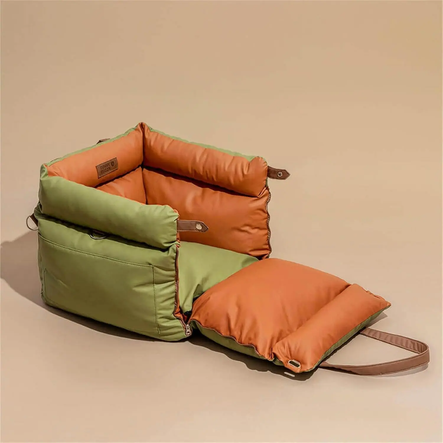 Detachable Portable Pet Car Seat Waterproof Dog Car Bed with Storage Pocket