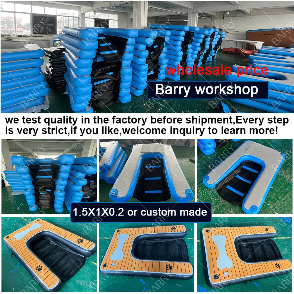 Bamboo Color Water Dogs Play Inflatable Pup Plank Dog Ramp Custom 100Cm 80Cm 60Cm Wide Outdoor Long Dog Float Floating Ramp