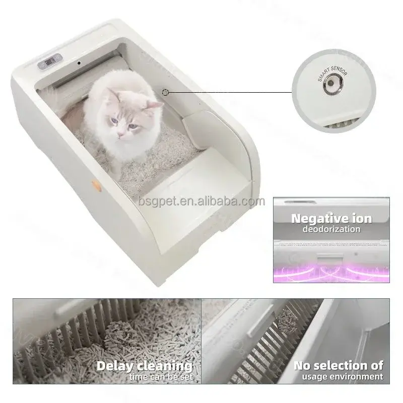 2024 Best New Smart Cat Litter Box Top Selling Plastic Product Automatic Cat Toilet for Cat Litter Clean