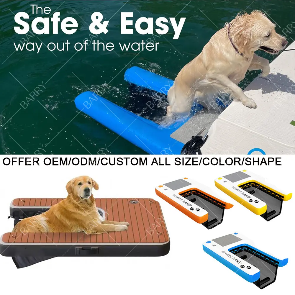 Bamboo Color Water Dogs Play Inflatable Pup Plank Dog Ramp Custom 100Cm 80Cm 60Cm Wide Outdoor Long Dog Float Floating Ramp