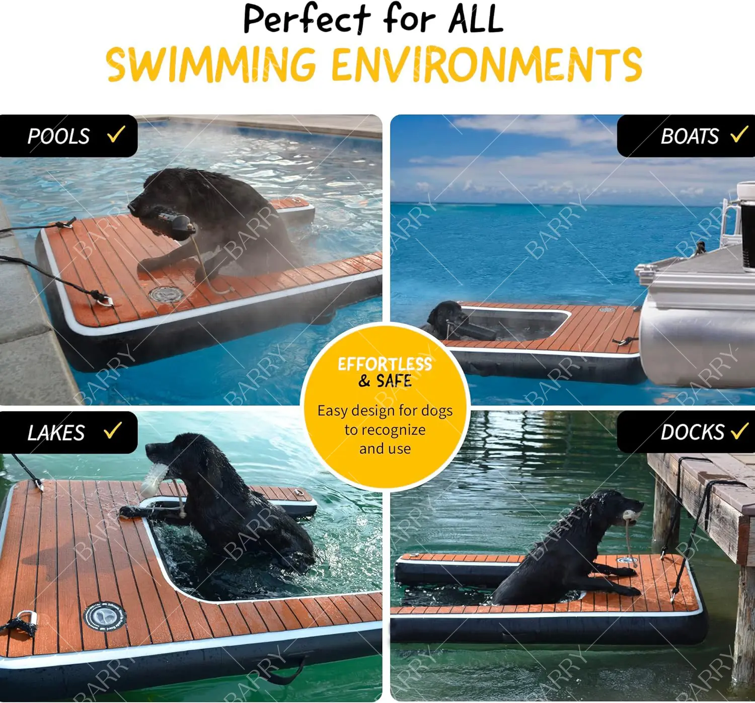 Bamboo Color Water Dogs Play Inflatable Pup Plank Dog Ramp Custom 100Cm 80Cm 60Cm Wide Outdoor Long Dog Float Floating Ramp