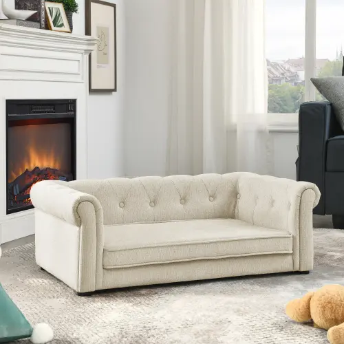 Elegant rectangular pet bed suitable for medium and large dogs, durable elevated dog sofa bed and comfortable dog sofa.